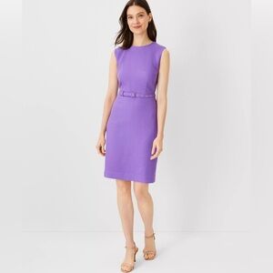 Purple Pique Belted Sheath Dress
